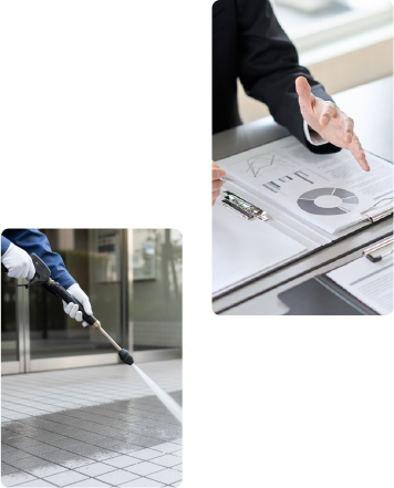 計画書と清掃の様子